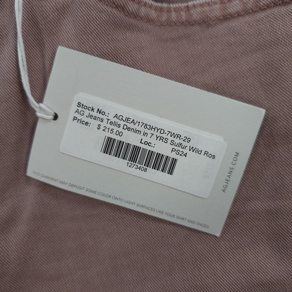 AG Jeans Mens 29x33 Pink Wild Rose Denim Tellis Modern Slim Stretch Casual NEW - Picture 3 of 15